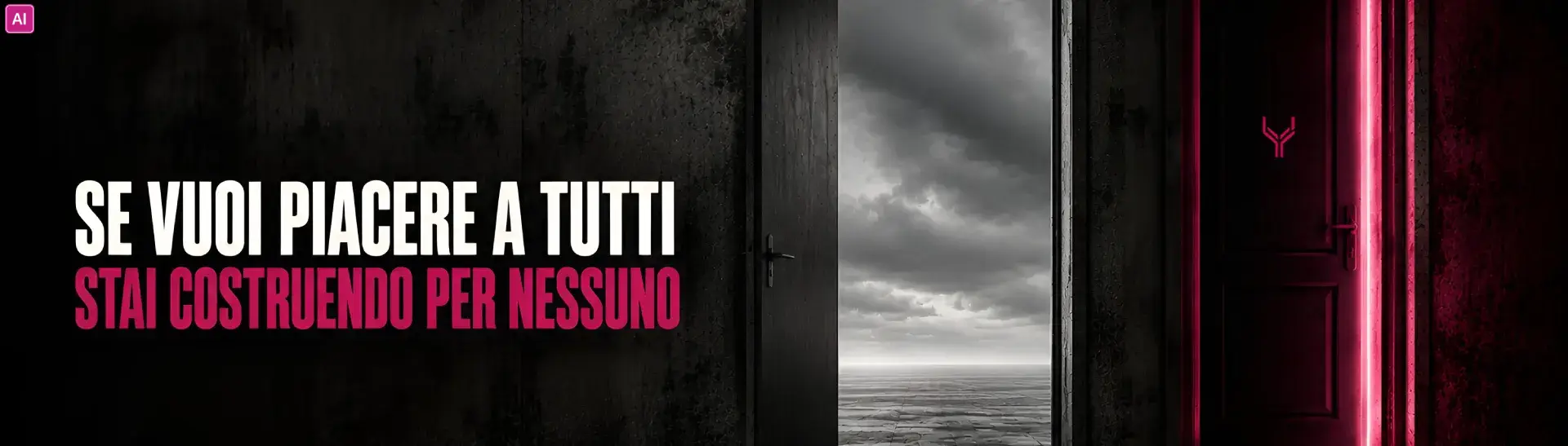 Due porte: una spalancata sul nulla grigio, l'altra ad alto contrasto con accesso selettivo